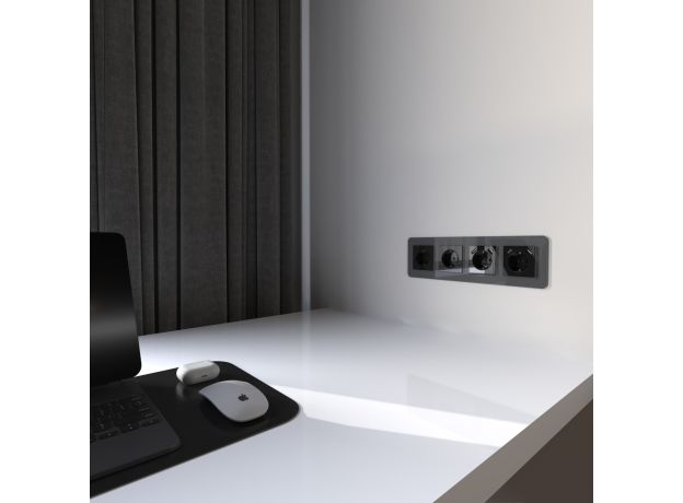 Накладка для розетки USB (черный акрил) W1179548