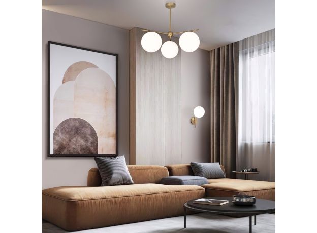 Настенный светильник со стеклянным плафоном 60147/1 латунь