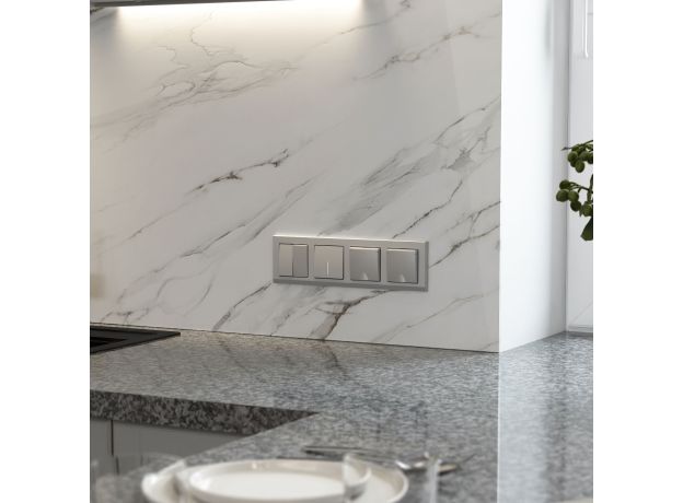 Перекрестный выключатель двухклавишный (серебряный матовый) W1123065