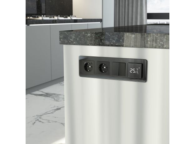 Рамка из стекла на 4 поста Elite черный W0042448