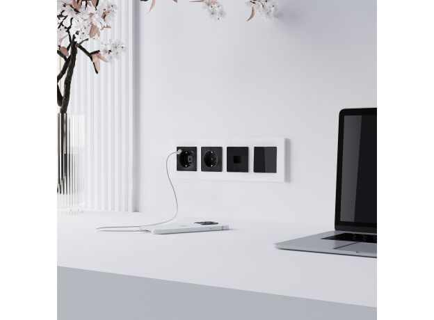 Розетка Ethernet RJ-45 (черный акрил) W1181048