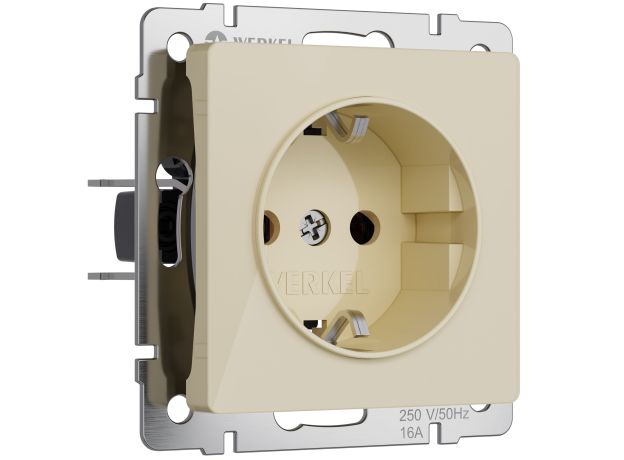 Розетка с заземлением (айвори акрил) W1171043