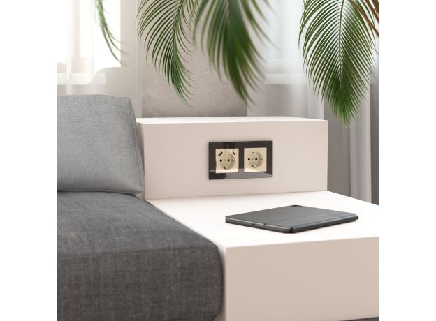 Розетка с заземлением (айвори акрил) W1171043