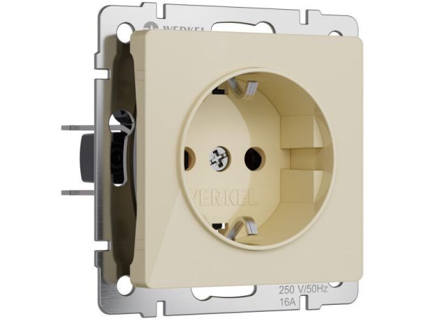 Розетка с заземлением (айвори акрил) W1171043
