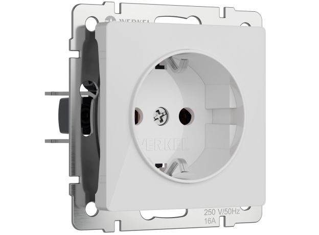 Розетка с заземлением и шторками (белый акрил) W1171141
