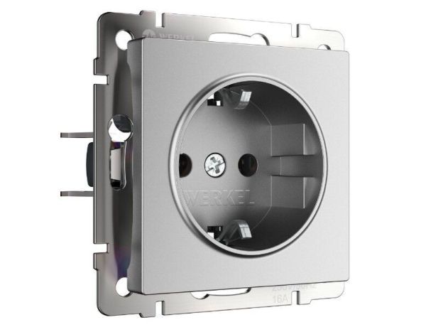Розетка с заземлением (серебряный матовый) W1171065