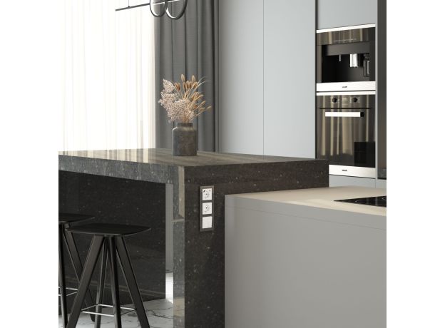 Розетка с заземлением, шторками и USB тип A+C (белый акрил) W1171741