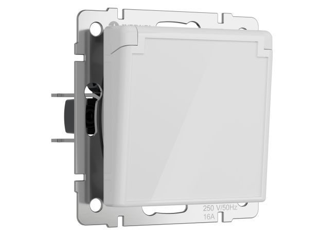 Розетка влагозащ. с зазем. с защит. крышкой и шторками (белый акрил) W1171241