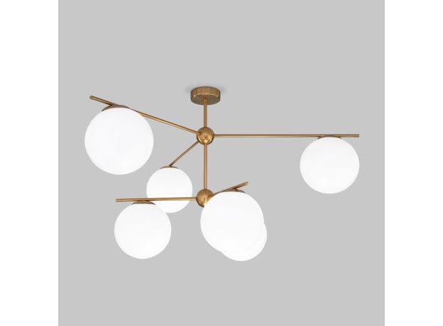 Умный потолочный светильник со стеклянными плафонами 60147/6 латунь