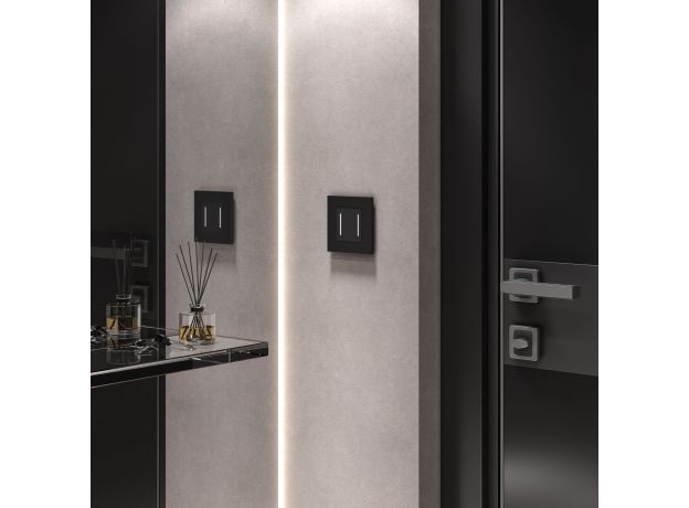 Умный сенсорный выключатель двухклавишный (черный) W4523008