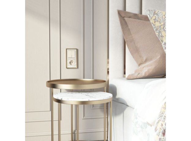 Выключатель двухклавишный проходной (айвори акрил) W1122043