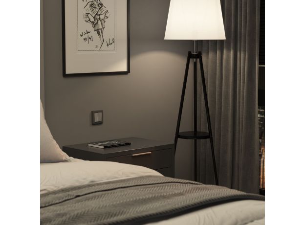 Выключатель двухклавишный проходной с подсветкой серебряный матовый W1122165