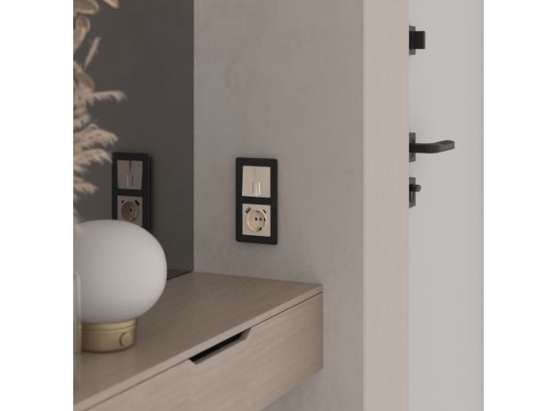 Выключатель двухклавишный с подсветкой (айвори акрил) W1120143