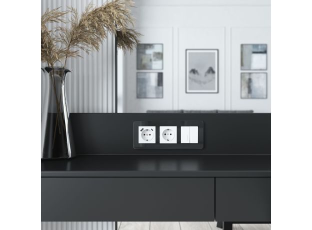 Выключатель двухклавишный с подсветкой (белый акрил) W1120141