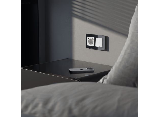 Выключатель двухклавишный с подсветкой (белый акрил) W1120141