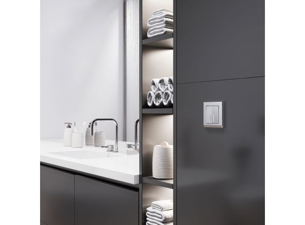 Выключатель двухклавишный с подсветкой (серебряный матовый) W1120165