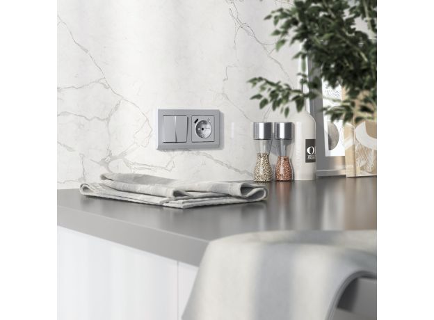 Выключатель двухклавишный (серебряный матовый W1120065