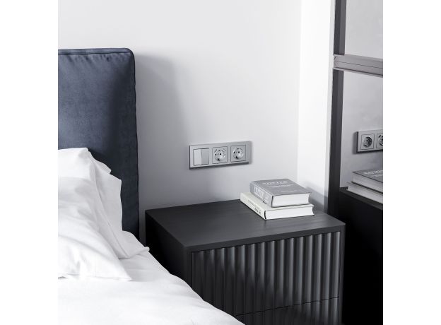 Выключатель двухклавишный (серебряный матовый W1120065