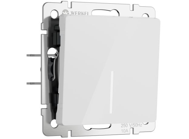 Выключатель одноклавишный проходной с подсветкой (белый акрил) W1112141