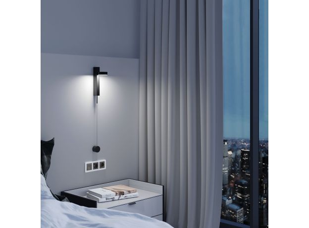 Выключатель одноклавишный проходной с подсветкой (графит акрил) W1112144