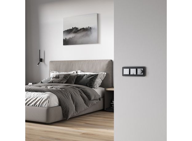 Выключатель одноклавишный проходной с подсветкой (серебряный матовый) W1112165