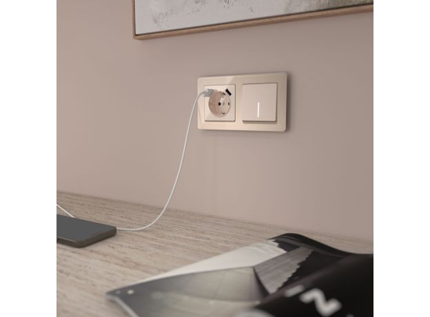 Выключатель одноклавишный с подсветкой (айвори акрил) W1110143