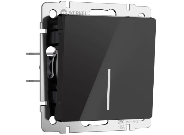 Выключатель одноклавишный с подсветкой (черный акрил) W1110148
