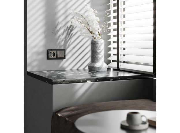 Выключатель одноклавишный с подсветкой (графит акрил) W1110144