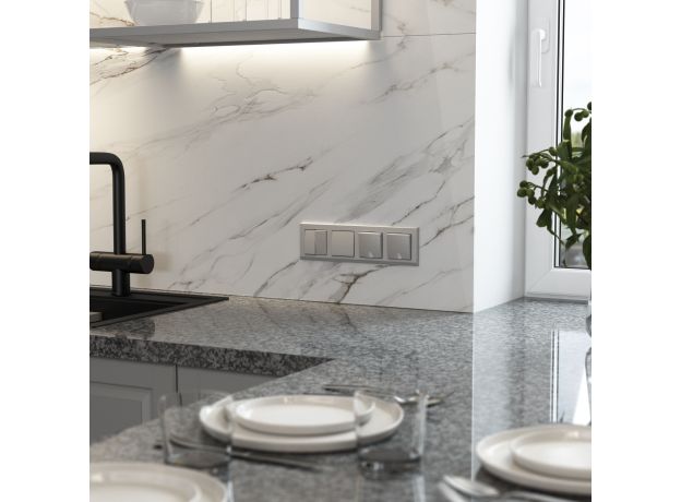 Выключатель одноклавишный (серебряный матовый) W1110065