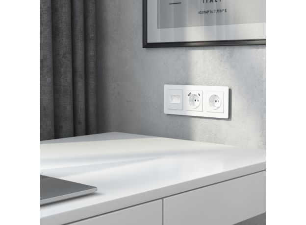 Накладка для двойной розетки Еthernet RJ-45 белый акрил W1191141