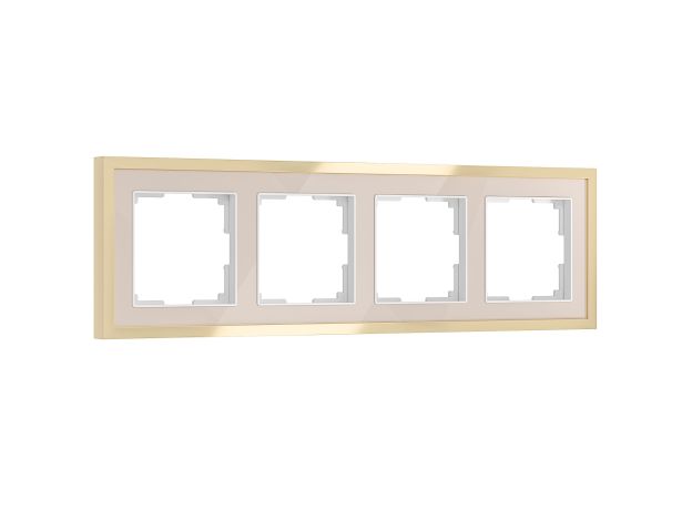 Рамка из металла на 4 поста Baguette айвори/латунь W0042851