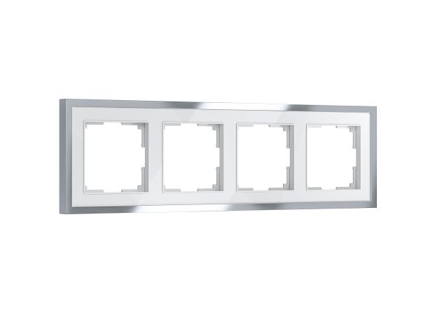 Рамка из металла на 4 поста Baguette белый/серебро W0042850
