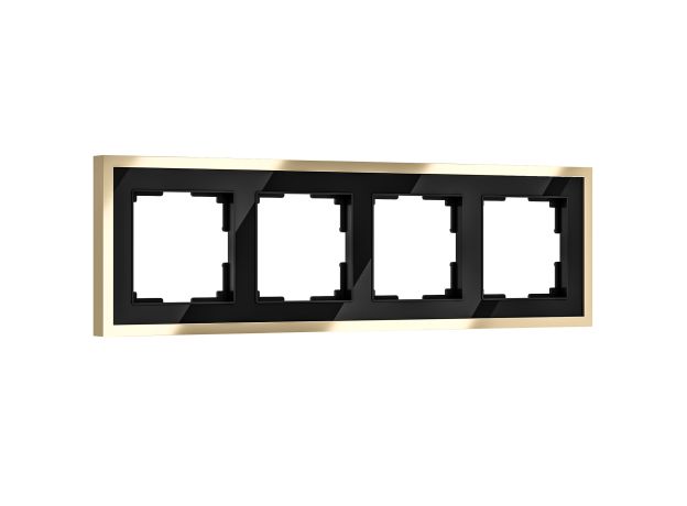 Рамка из металла на 4 поста Baguette черный/латунь W0042852