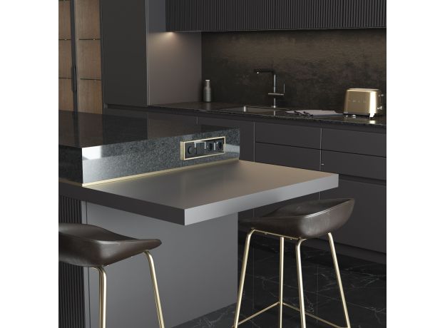 Рамка из металла на 4 поста Baguette черный/латунь W0042852