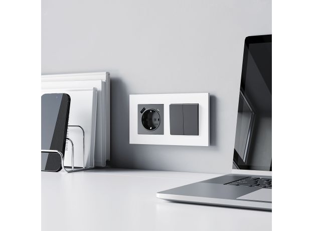 Рамка из поликарбоната на 2 поста Slab белый софт W0022961