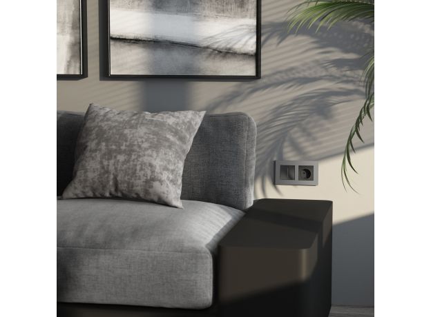 Рамка из поликарбоната на 2 поста Slab серебро софт W0022965