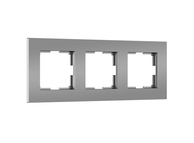Рамка из поликарбоната на 3 поста Slab серебро софт W0032965