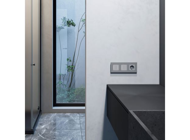 Рамка из поликарбоната на 3 поста Slab серебро софт W0032965