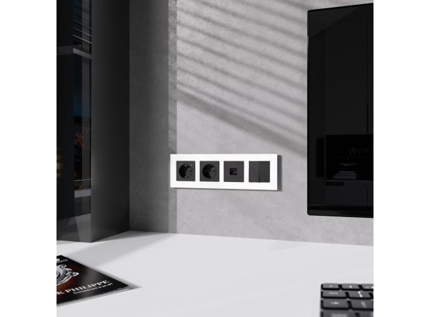 Рамка из поликарбоната на 4 поста Slab белый софт W0042961