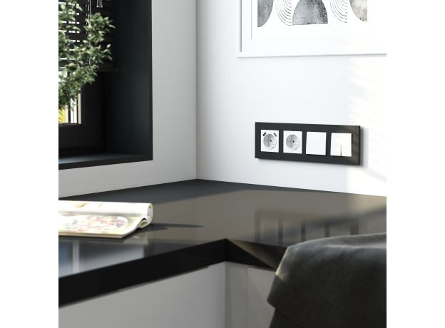 Рамка из поликарбоната на 4 поста Slab черный софт W0042908