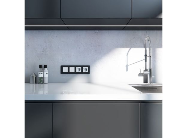 Рамка из поликарбоната на 4 поста Slab черный софт W0042908