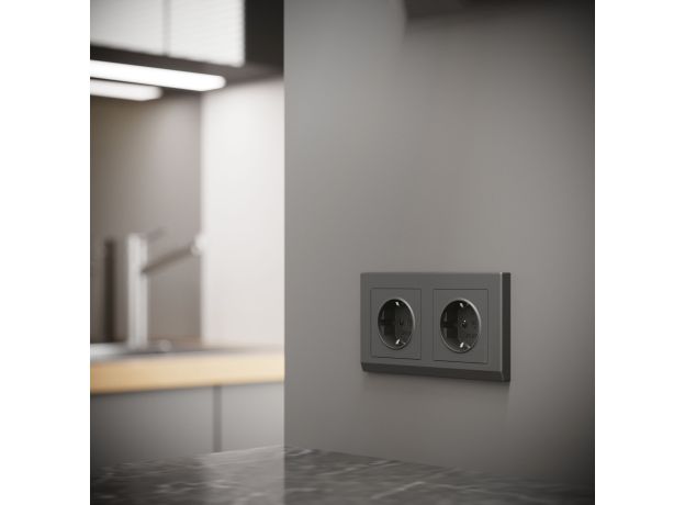 Рамка из поликарбоната на 2 поста Stark графит матовый W0021864