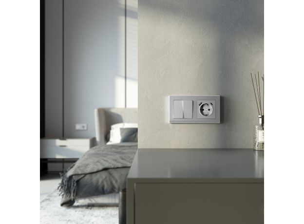 Рамка из поликарбоната на 2 поста Stark серебряный матовый W0021865