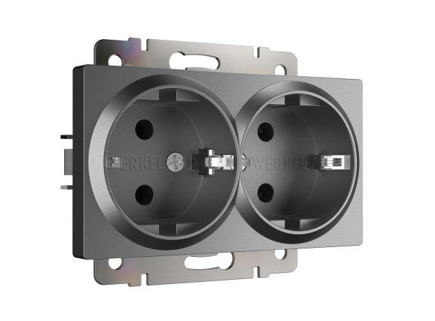 Розетка двойная с заземлением (графит матовый) W1172064
