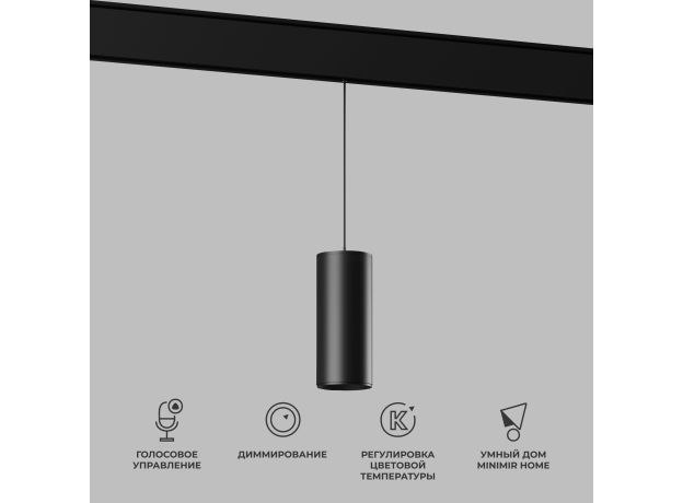 Умный трековый светильник 15W 2700-6500K Dim Amend чёрный Slim Magnetic 85073/01
