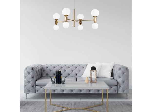 Умная подвесная люстра с плафонами 30182/8 латунь