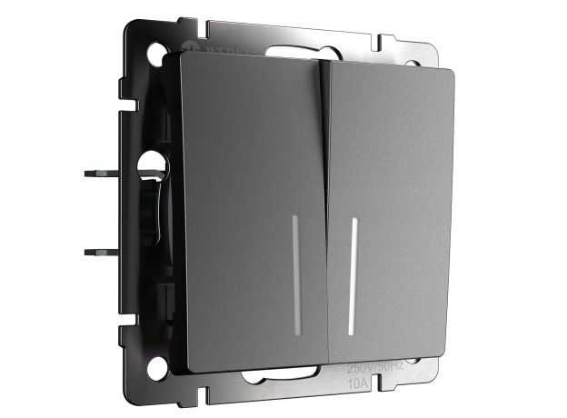 Выключатель двухклавишный проходной с подсветкой (графит матовый) W1122164