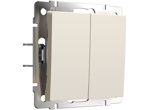 Выключатель двухклавишный с самовозвратом (айвори матовый) W1122462
