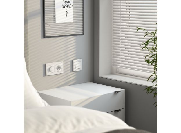 Выключатель двухклавишный с самовозвратом (белый матовый) W1122461