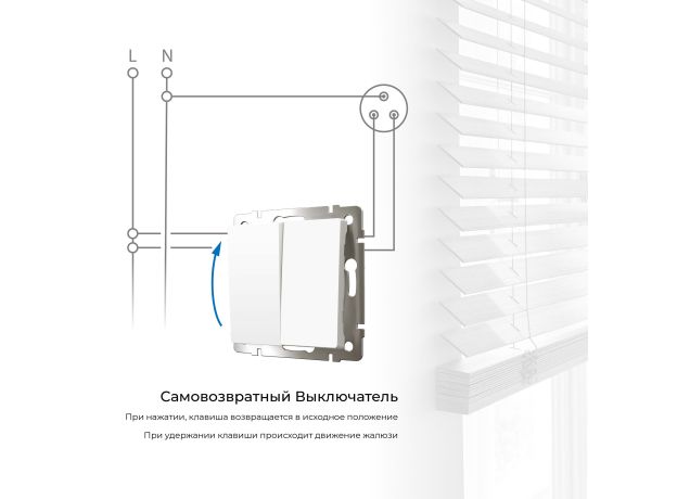 Выключатель двухклавишный с самовозвратом (белый) W1122401